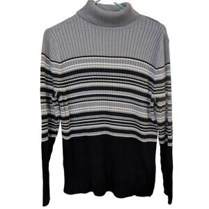 Striped Gray and Black Women's Sweater
